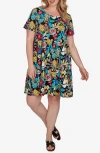 Ruby Rd. Ruby Rd Print Tiered Dress In Black Multi