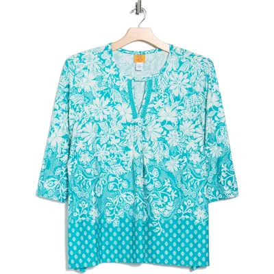 RUBY RD. RUBY RD PUFF PRINT KEYHOLE TOP