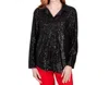 Ruby Rd. Sequin Snap-front Shirt Jacket In Black In Black