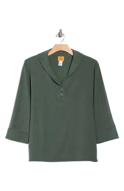 Ruby Rd. Ruby Rd Shawl Collar Soft Ribbed Pullover In Green