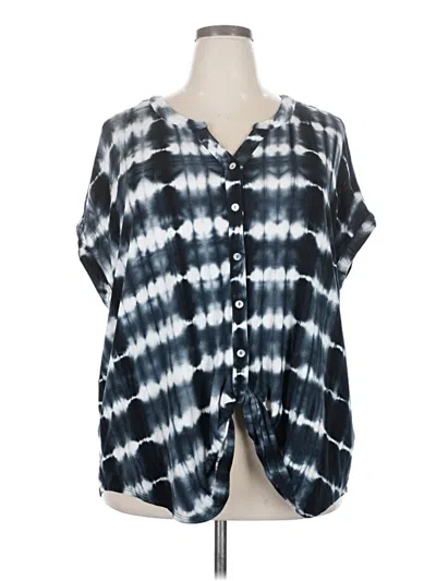 Pre-owned Ruby Rd. Short Sleeve Blouse In Black