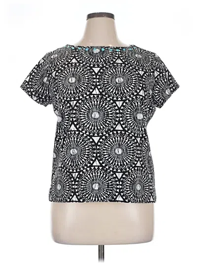 Pre-owned Ruby Rd. Short Sleeve Blouse In Black