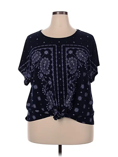 Pre-owned Ruby Rd. Short Sleeve Blouse In Black