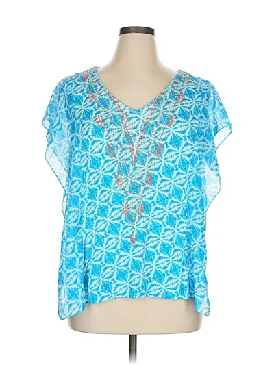 Pre-owned Ruby Rd. Short Sleeve Blouse In Blue