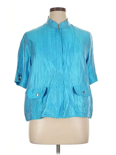 Pre-owned Ruby Rd. Short Sleeve Blouse In Blue