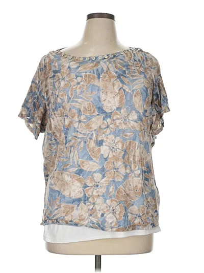 Pre-owned Ruby Rd. Short Sleeve Blouse In Blue