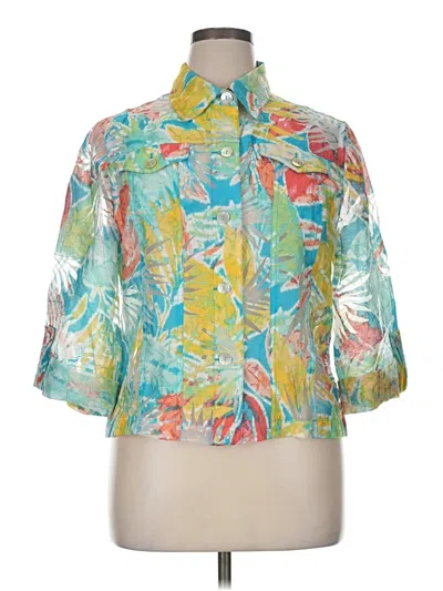 Pre-owned Ruby Rd. Short Sleeve Blouse In Blue