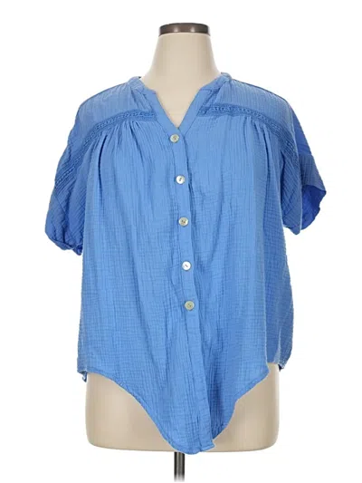 Pre-owned Ruby Rd. Short Sleeve Blouse In Blue