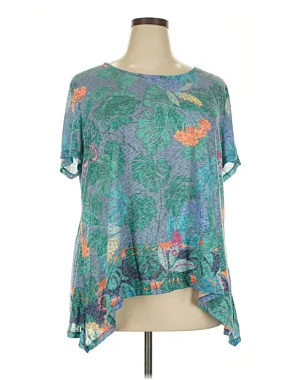 Pre-owned Ruby Rd. Short Sleeve Blouse In Blue