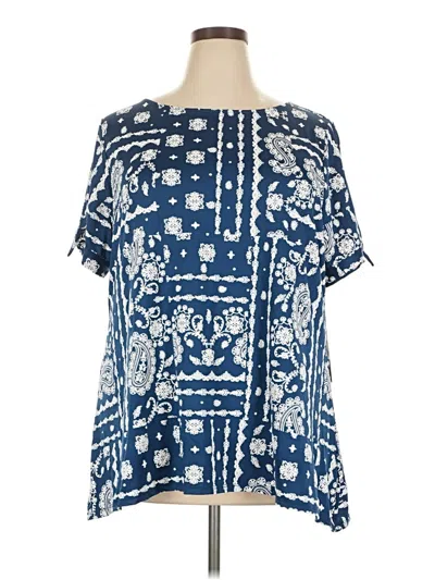 Pre-owned Ruby Rd. Short Sleeve Blouse In Blue
