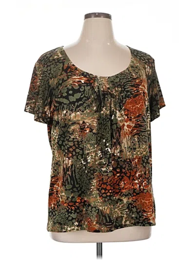 Pre-owned Ruby Rd. Short Sleeve Blouse In Brown