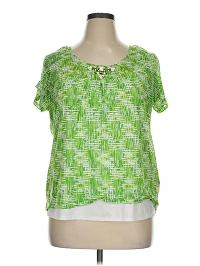Pre-owned Ruby Rd. Short Sleeve Blouse In Green