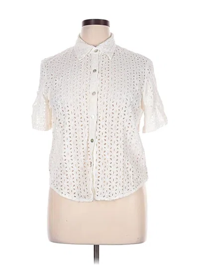 Pre-owned Ruby Rd. Short Sleeve Blouse In Ivory