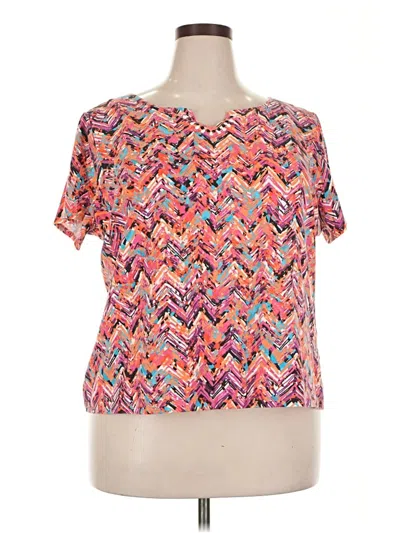 Pre-owned Ruby Rd. Short Sleeve Blouse In Pink