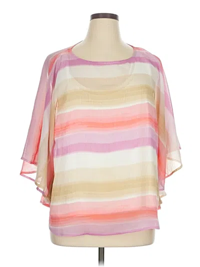 Pre-owned Ruby Rd. Short Sleeve Blouse In Pink