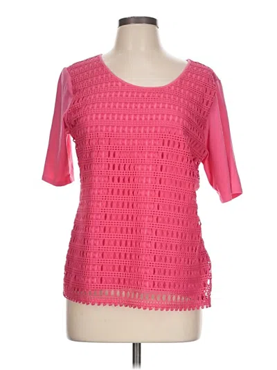 Pre-owned Ruby Rd. Short Sleeve Blouse In Pink