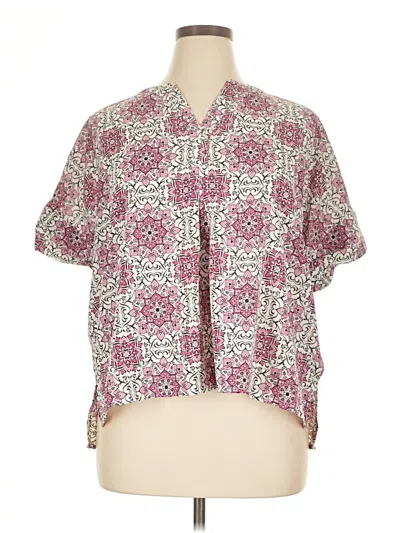 Pre-owned Ruby Rd. Short Sleeve Blouse In Pink