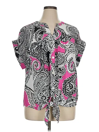 Pre-owned Ruby Rd. Short Sleeve Blouse In Pink