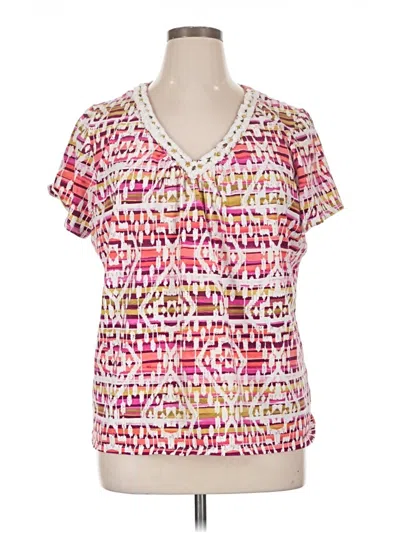 Pre-owned Ruby Rd. Short Sleeve Blouse In Pink