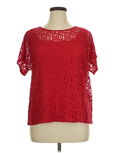 Pre-owned Ruby Rd. Short Sleeve Blouse In Red