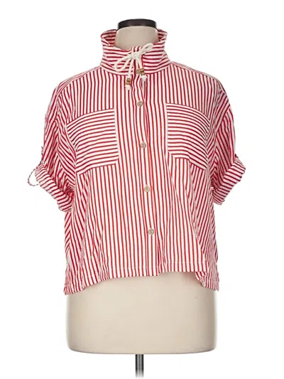 Pre-owned Ruby Rd. Short Sleeve Blouse In Red