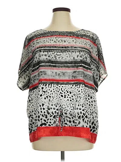 Pre-owned Ruby Rd. Short Sleeve Blouse In Silver