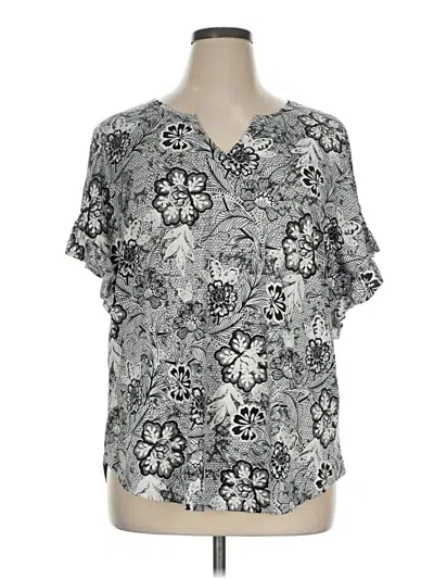 Pre-owned Ruby Rd. Short Sleeve Blouse In Silver
