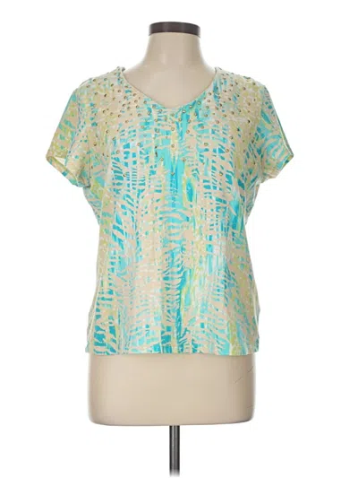 Pre-owned Ruby Rd. Short Sleeve Blouse In Teal