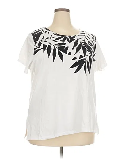 Pre-owned Ruby Rd. Short Sleeve Blouse In White
