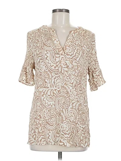 Pre-owned Ruby Rd. Short Sleeve Blouse In White