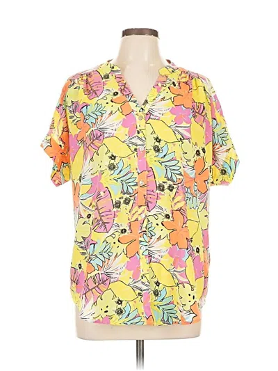 Pre-owned Ruby Rd. Short Sleeve Blouse In Yellow