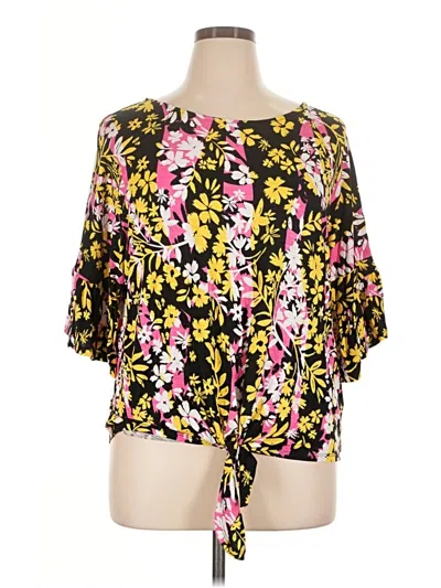 Pre-owned Ruby Rd. Short Sleeve Blouse In Yellow
