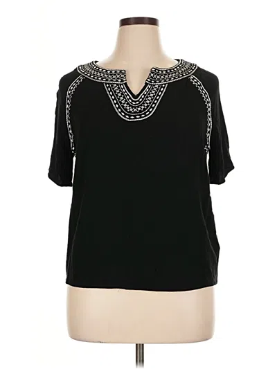 Pre-owned Ruby Rd. Short Sleeve Top Black Keyhole Neckline Tops
