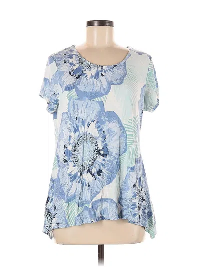 Pre-owned Ruby Rd. Short Sleeve Top Blue Scoop Neck Tops