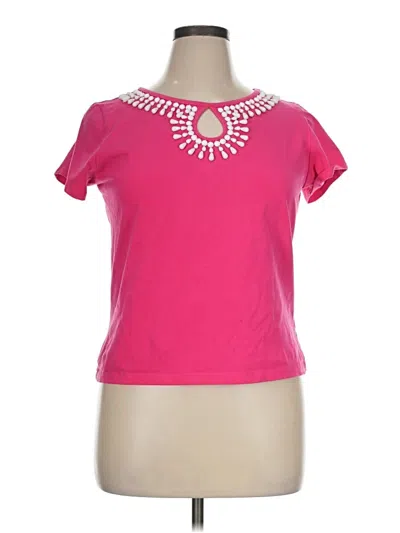 Pre-owned Ruby Rd. Short Sleeve Top Pink Keyhole Neckline Tops