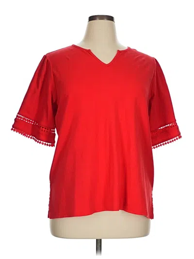 Pre-owned Ruby Rd. Short Sleeve Top Red V Neck Tops