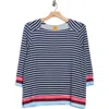 Ruby Rd. Ruby Rd Stripe Hacci Pullover In Blue