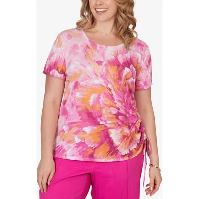 Ruby Rd. Ruby Rd Sublimation Floral Jersey Top In Pink