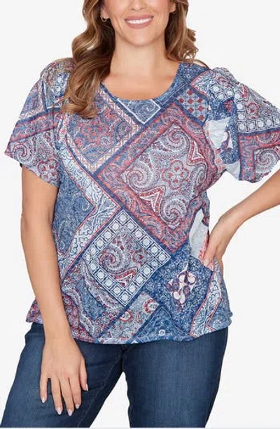 RUBY RD. RUBY RD SUBLIMATION GEOMETRIC JERSEY TOP