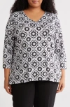 Ruby Rd. Ruby Rd Surplice V-neck Stretch Cotton Top In Black