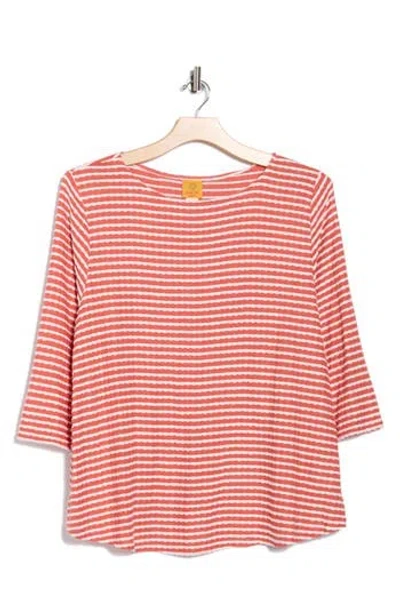 Ruby Rd. Ruby Rd Textured Stripe Top In Pink