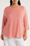 Ruby Rd. Ruby Rd Textured Stripe Top In Red
