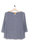 Ruby Rd. Petite Scalloped Texture Stripe Top In Black
