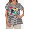 Ruby Rd. Ruby Rd Toucan Graphic Striped T-shirt In Black Multi