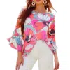 Ruby Rd. Tropical Floral Flutter Sleeve Blouse In Pink In Multi