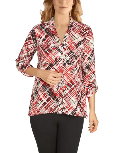 Ruby Rd. Womens Printed Business Button-down Top In Multi