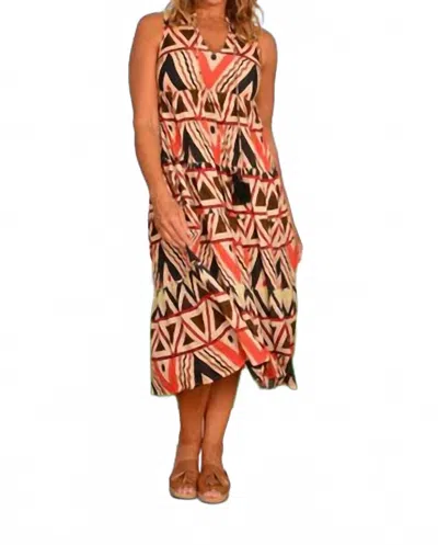 Rubyyaya Dana Midi Dress In Brown In Multi