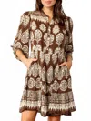 Rubyyaya Jaipur Midi Dress In Brown In Brown