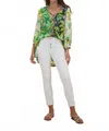 Rubyyaya Junglerama Tunic Top In Multi Greens In Green