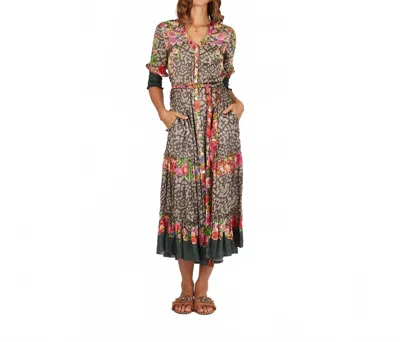 Rubyyaya Leopold Maxi Dress In Stone In Multi